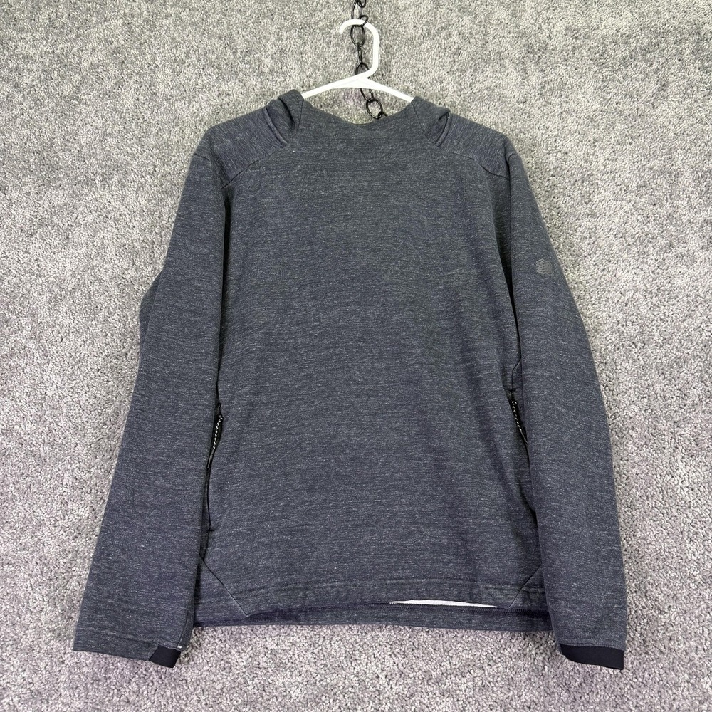 FLX Hoodie Mens Large Gray Sherpa Lined Fleece Pullover Zip Pockets Outdoor